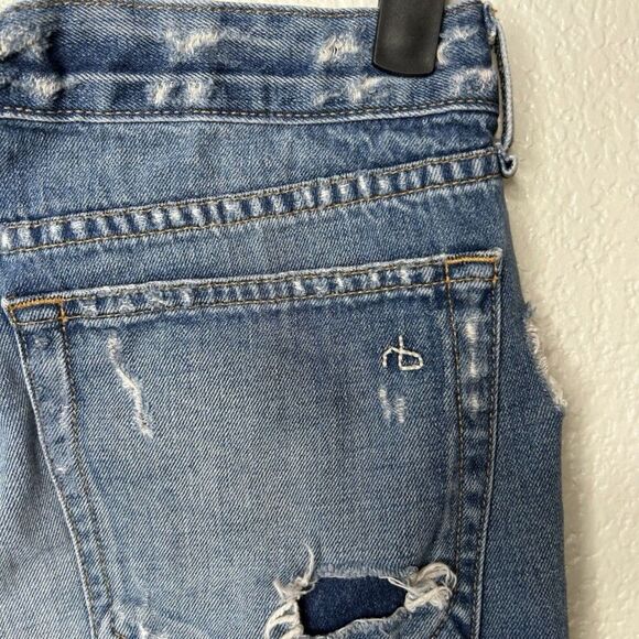 Rag & Bone Rebel Boyfriend Shorts Boho Distressed Denim Jean Shorts Size 25 - Picture 7 of 9